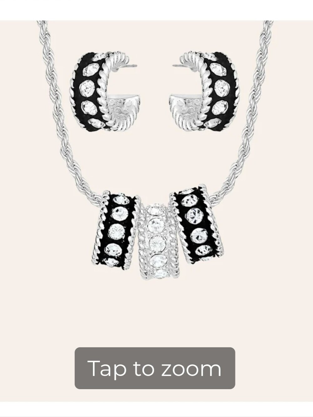 Montana Silver Smiths Silver With Black Crystal Shine Necklace And Earrings Set